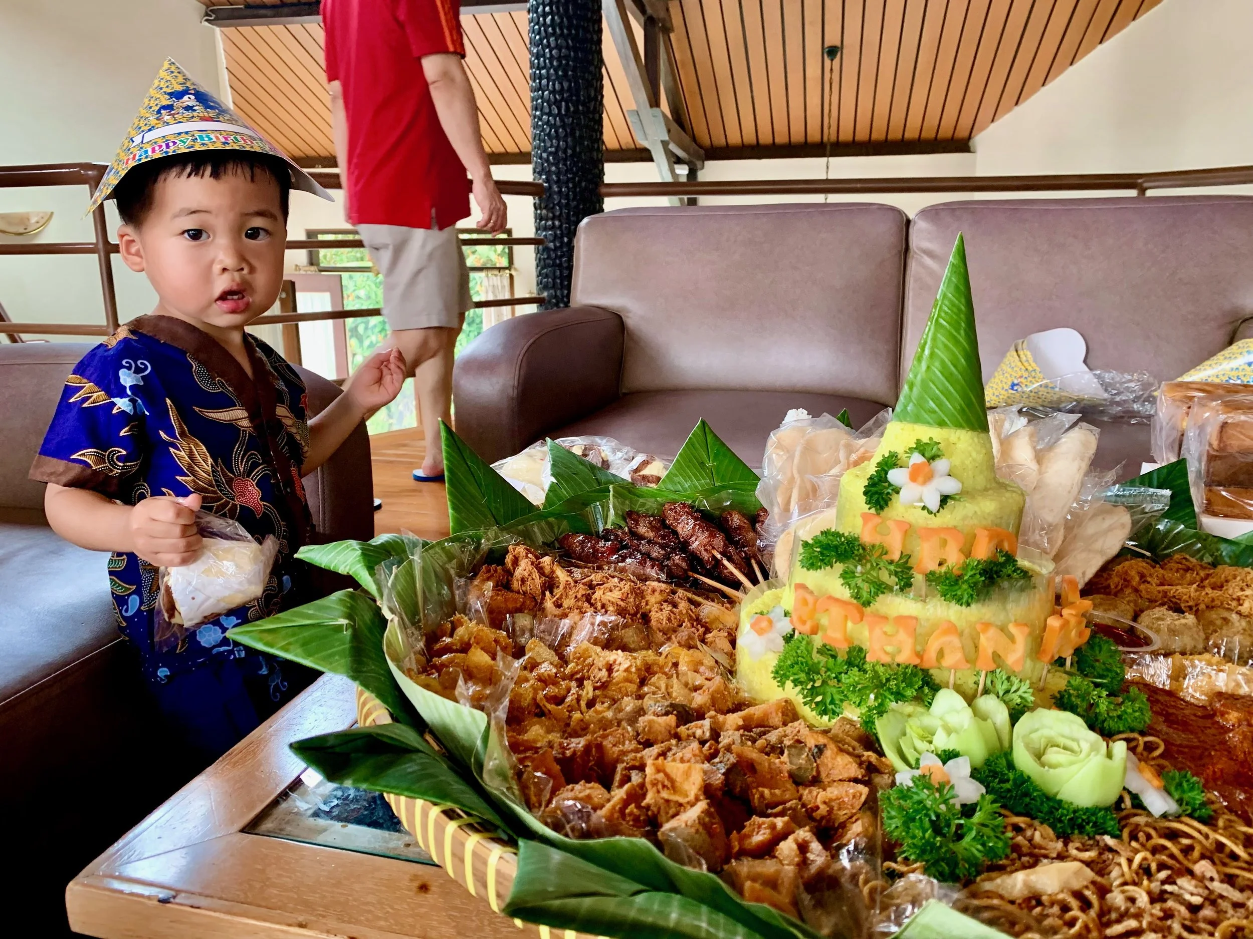 Nasi Kuning (yellow rice) - birthday celebration food