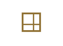 A brown window with four panes.