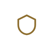 A simple brown shield icon on a white background