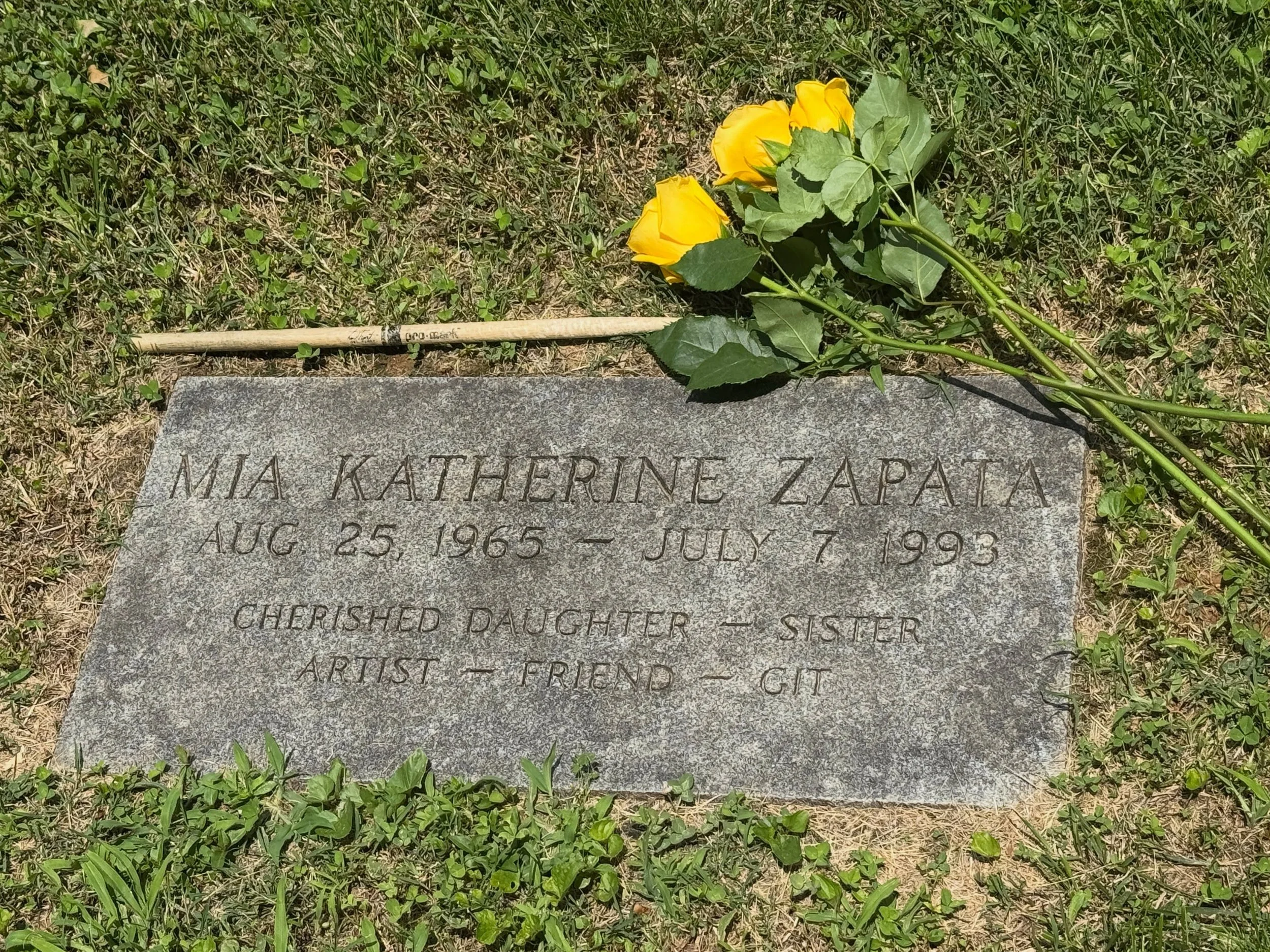 The grave of Mia Zapata, the lead singer of the Gits, tragically murdered in 1993.