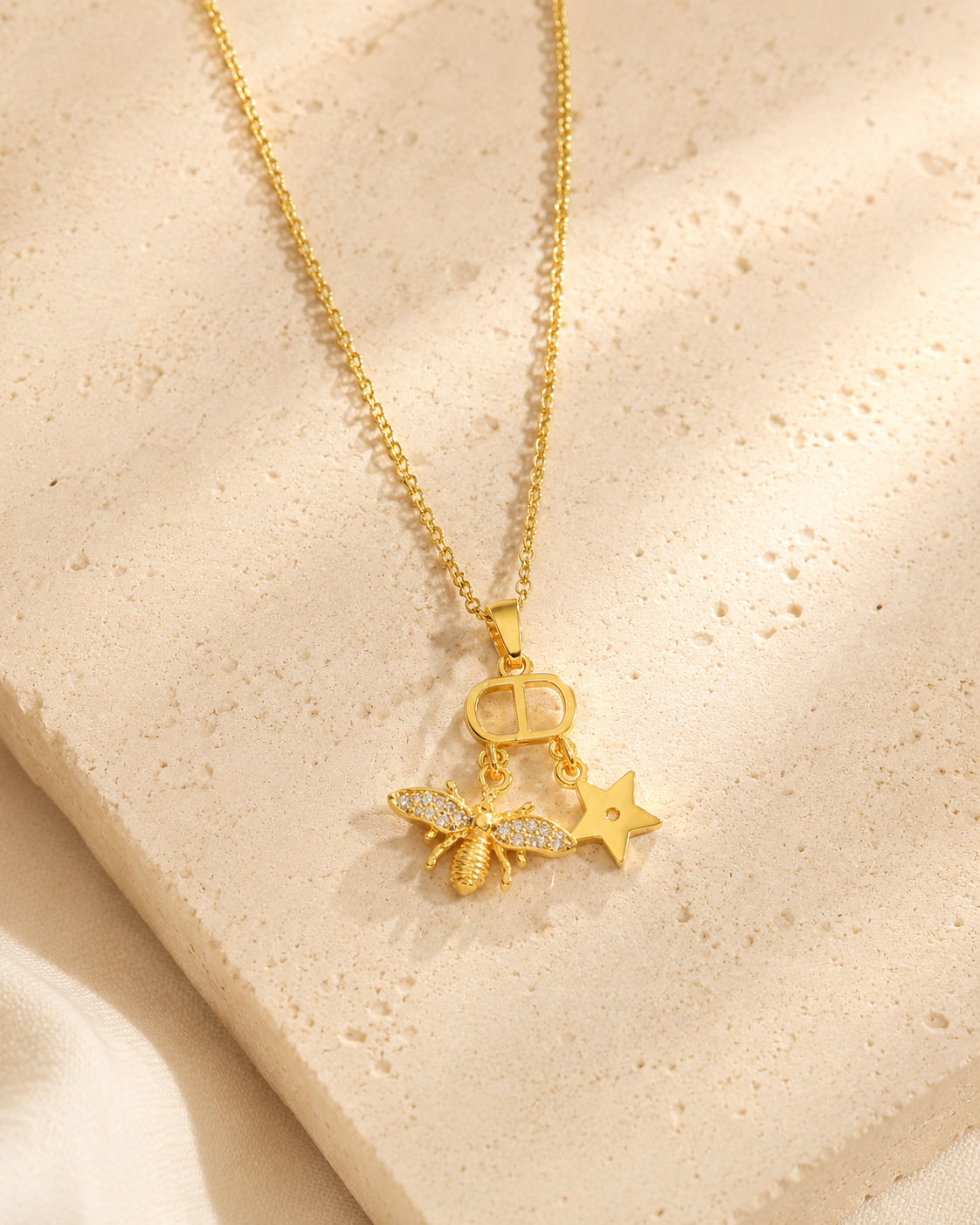 CD Bee Star Dainty Charm Necklace