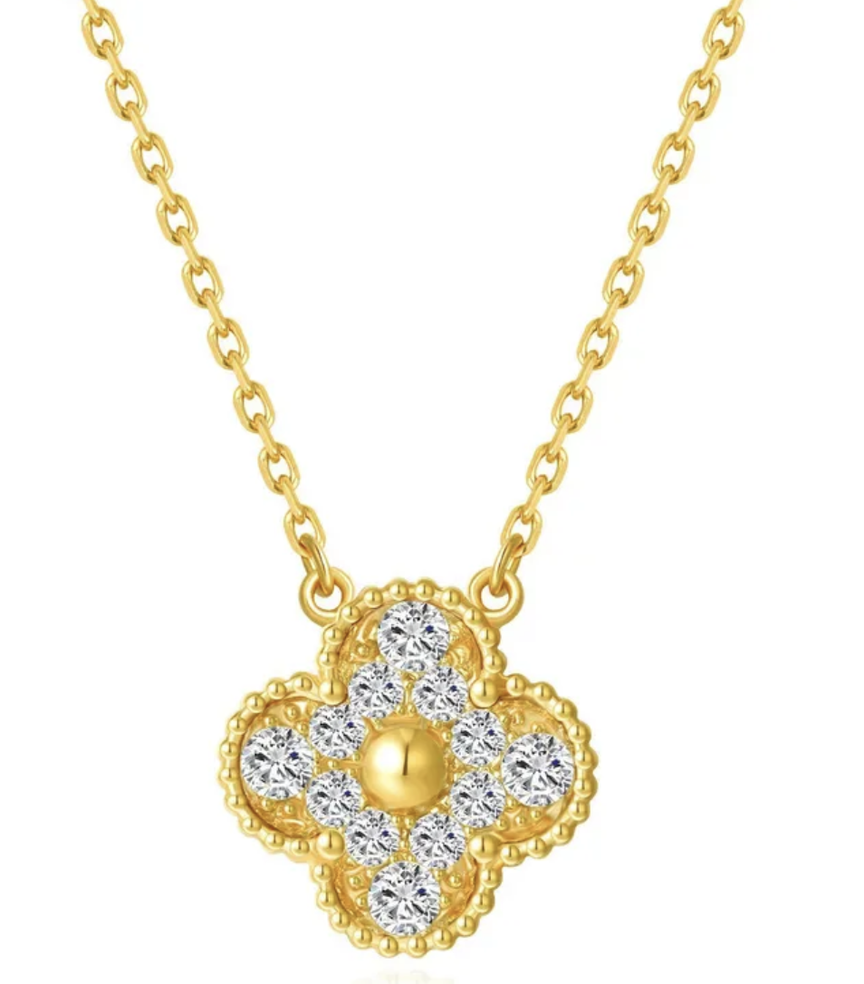 Four Leaf Clover Sparkle Necklace GOLD VCA.png