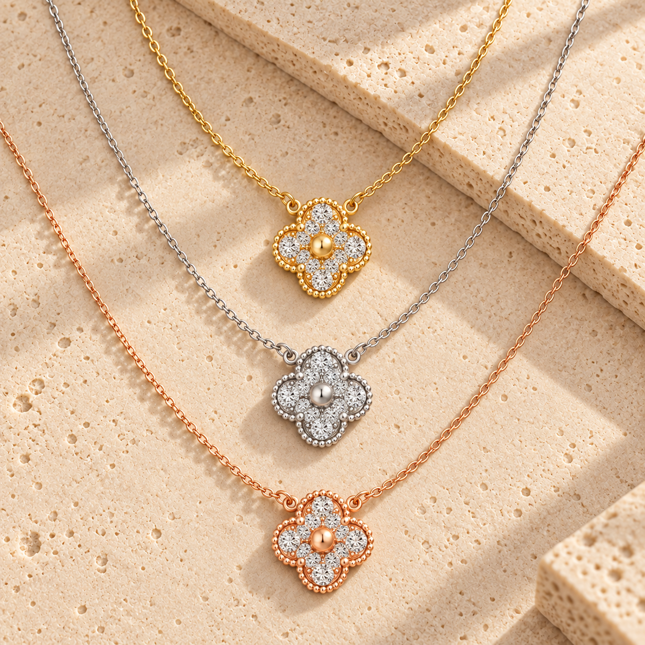 VCA Four Leaf Clover Sparkle Necklace van cleef ap.png