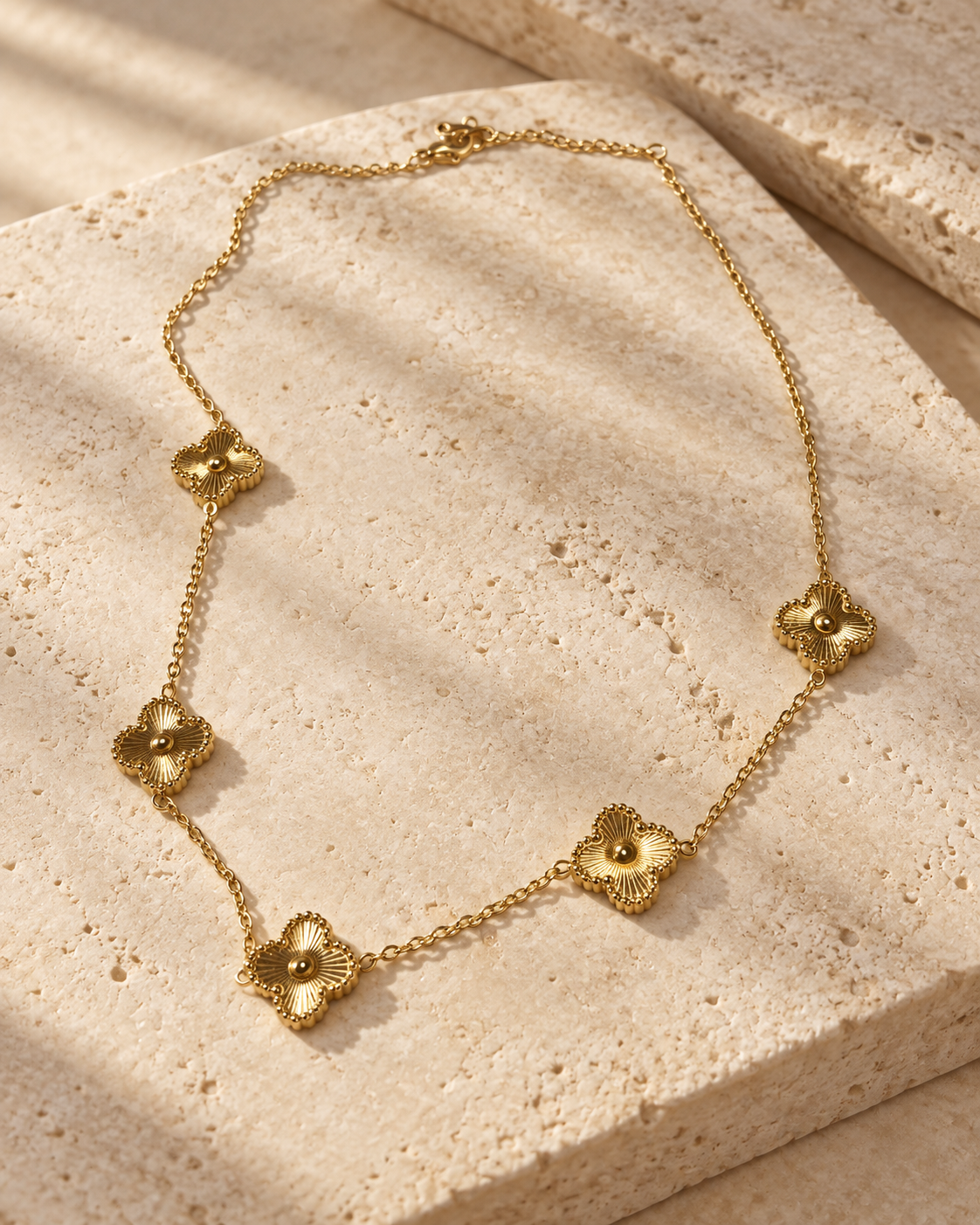 Four Leaf Clover Multi Gold Necklace