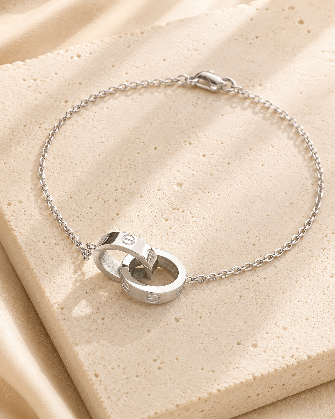 silver Love Screw Linked Mini Rings Bracelet.png