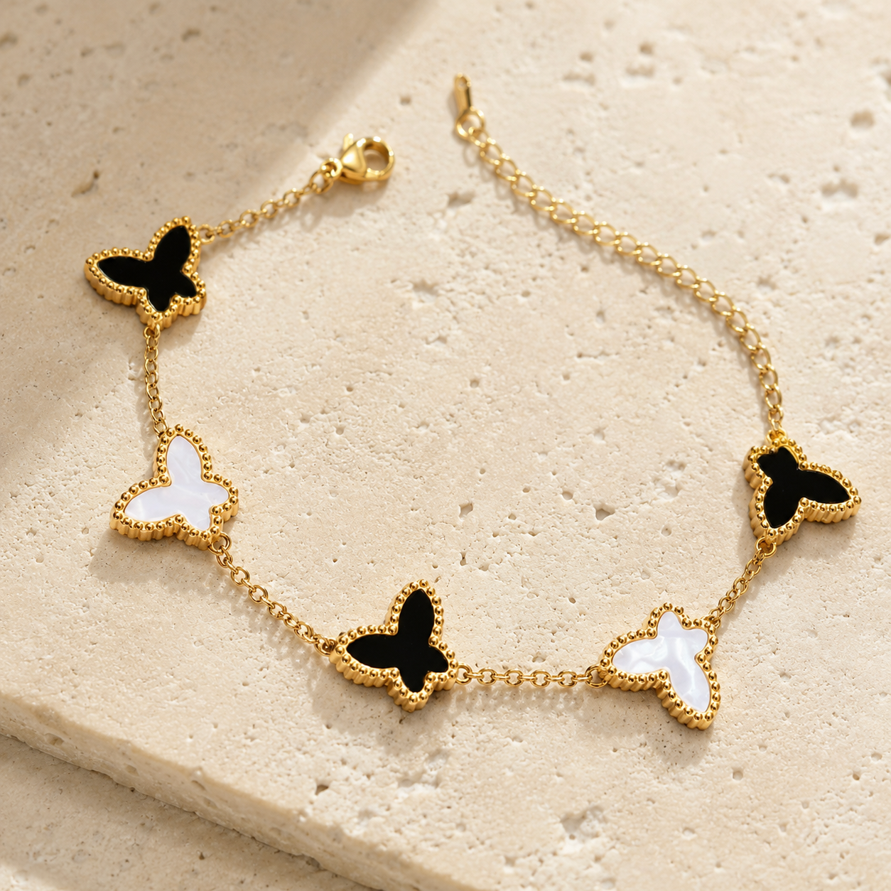 Sweet Butterfly Black + White Bracelet