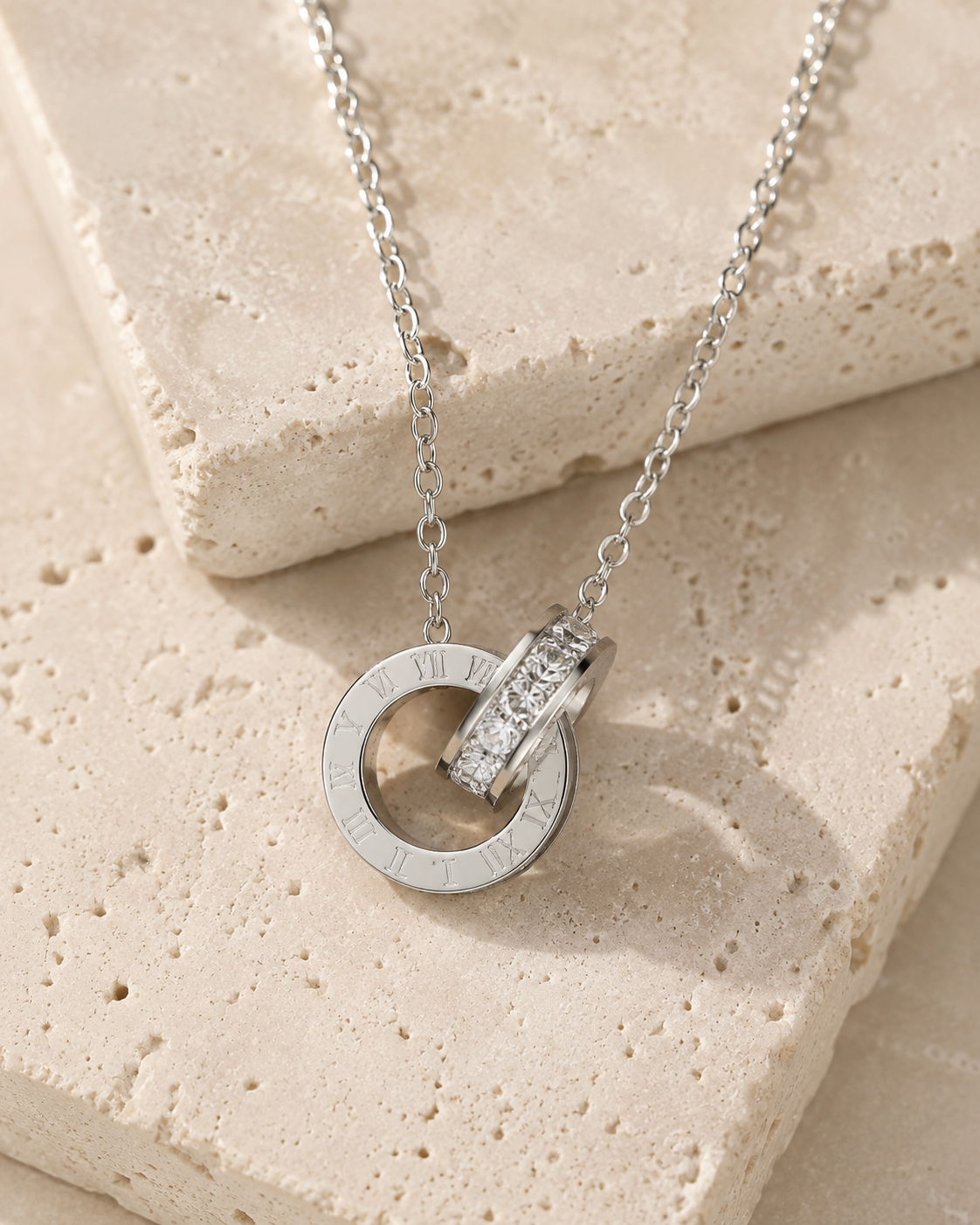 silver Roman Numeral Linked Pendants Necklace.png