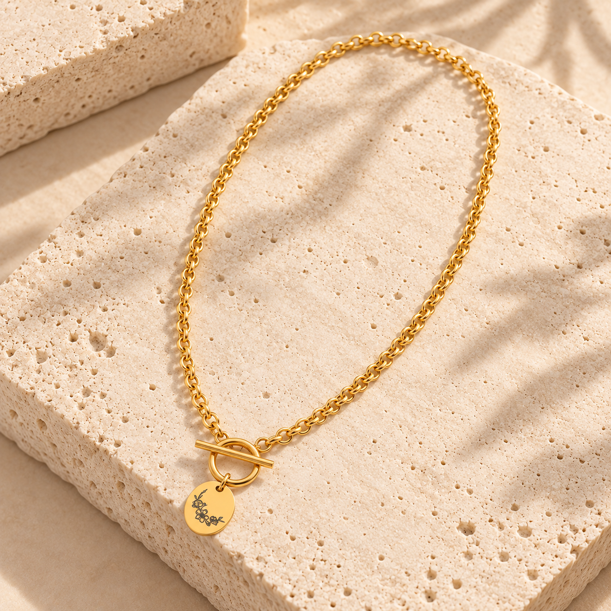 march Birth Month Flower Charm Toggle Necklace.png