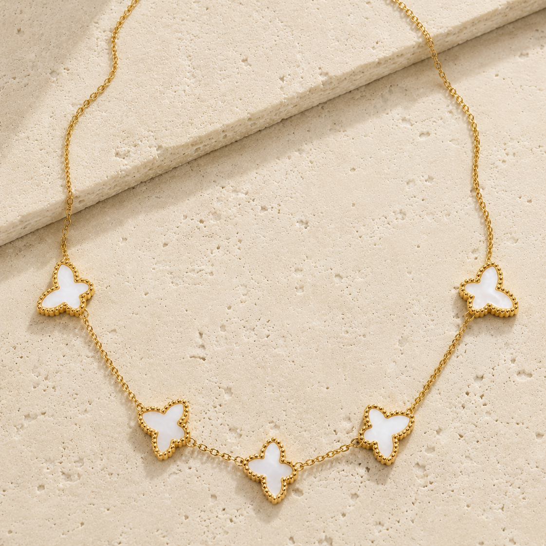 Sweet Butterfly White Necklace