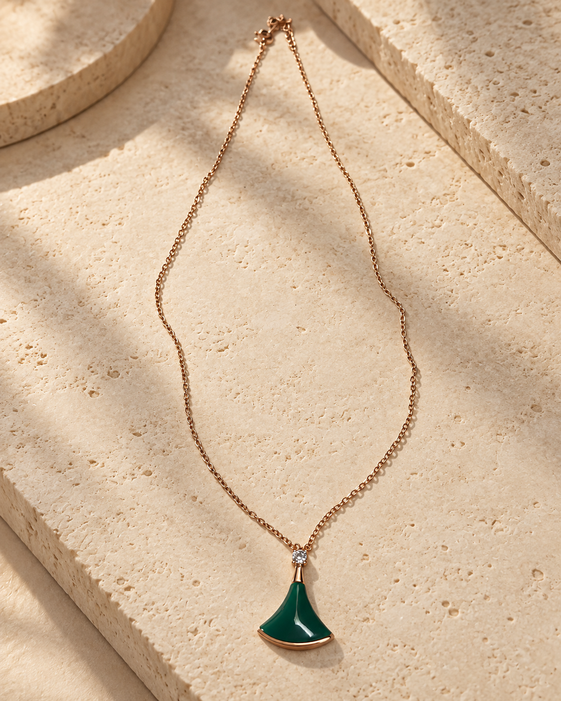green rose gold Dream Diva Elegant Green Necklace.png