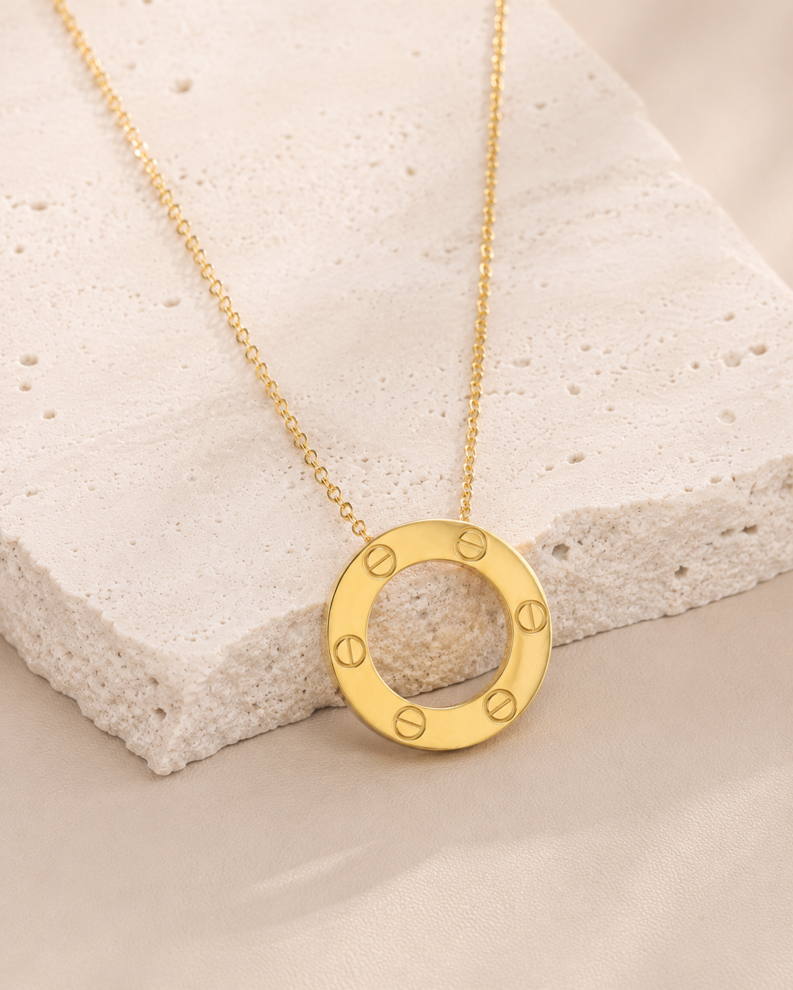 Love Negative Round Pendant Necklace