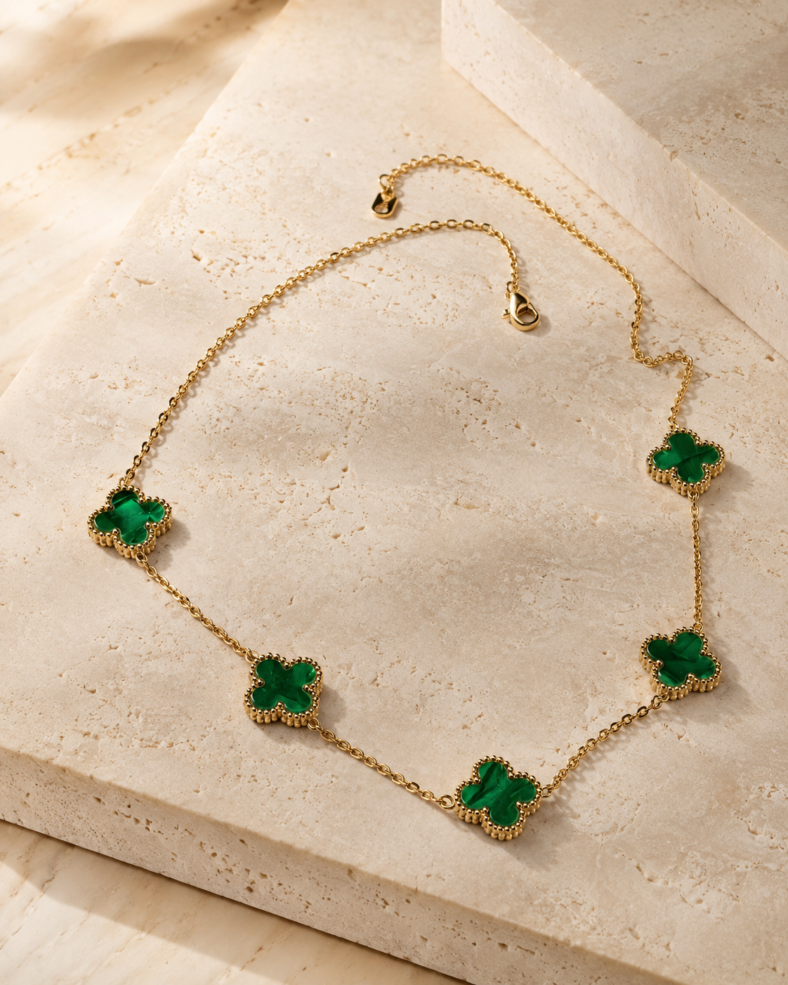 Four Leaf Clover Multi Green Necklace