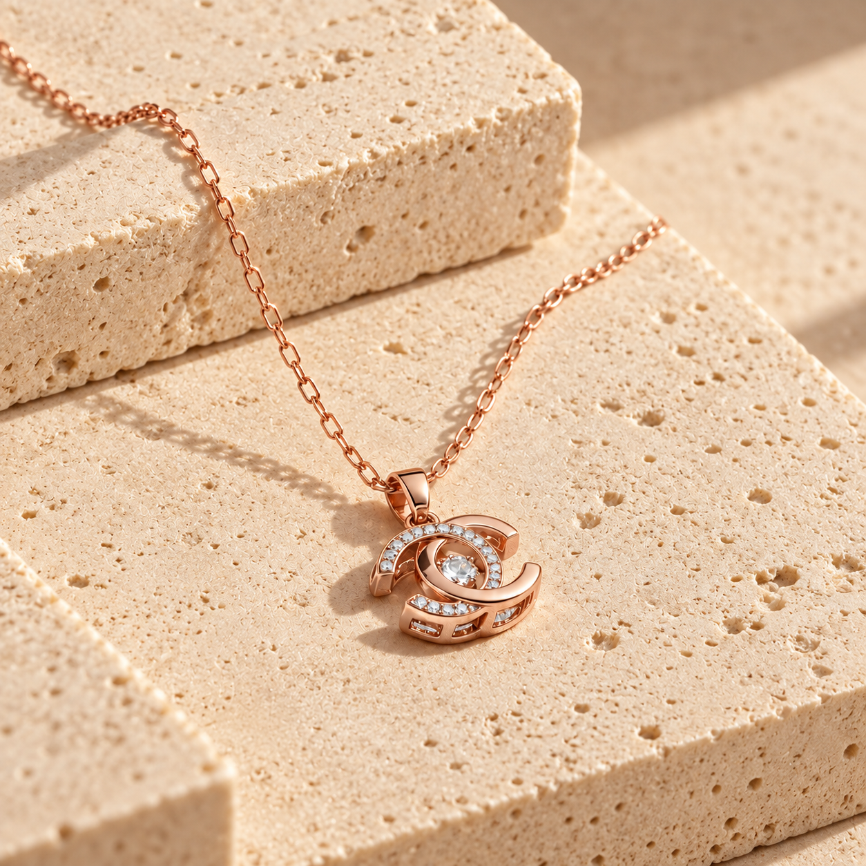Double C with Stone Necklace