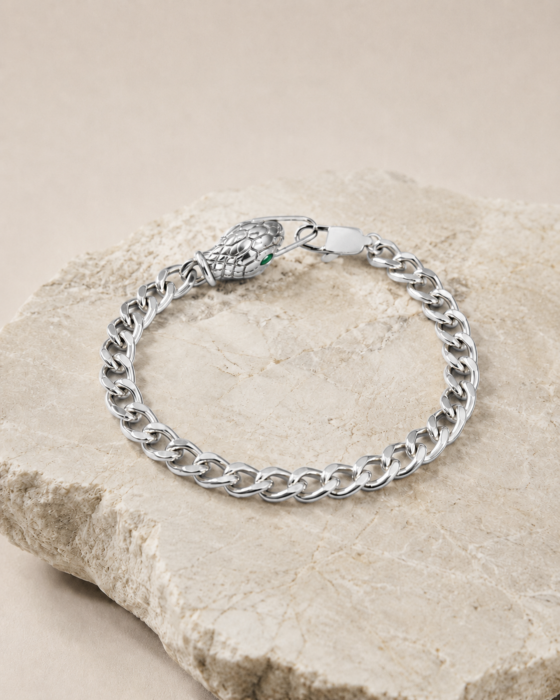 silver Serpenti Green Eyes Bracelet.png