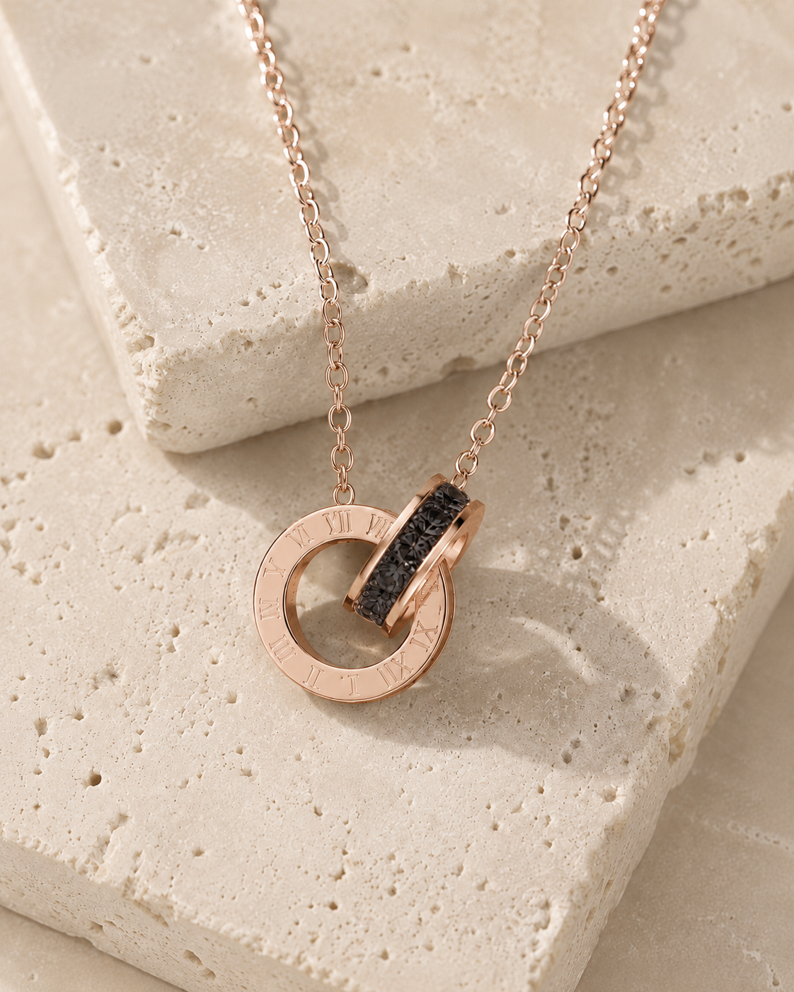 Roman Numeral Interlocking Pendants Necklace