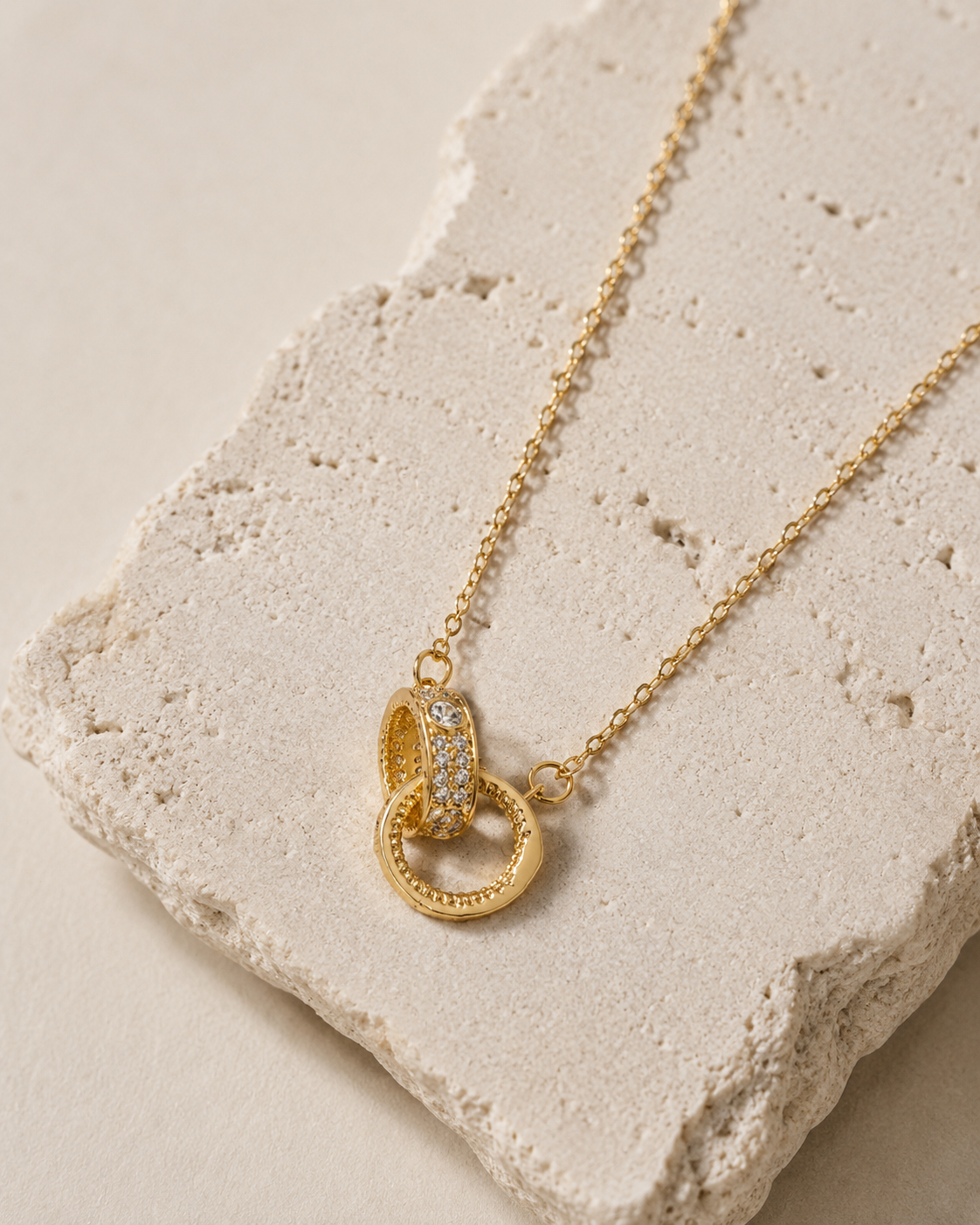 Love Mini Interlocking Crystal Rings Pendant Necklace