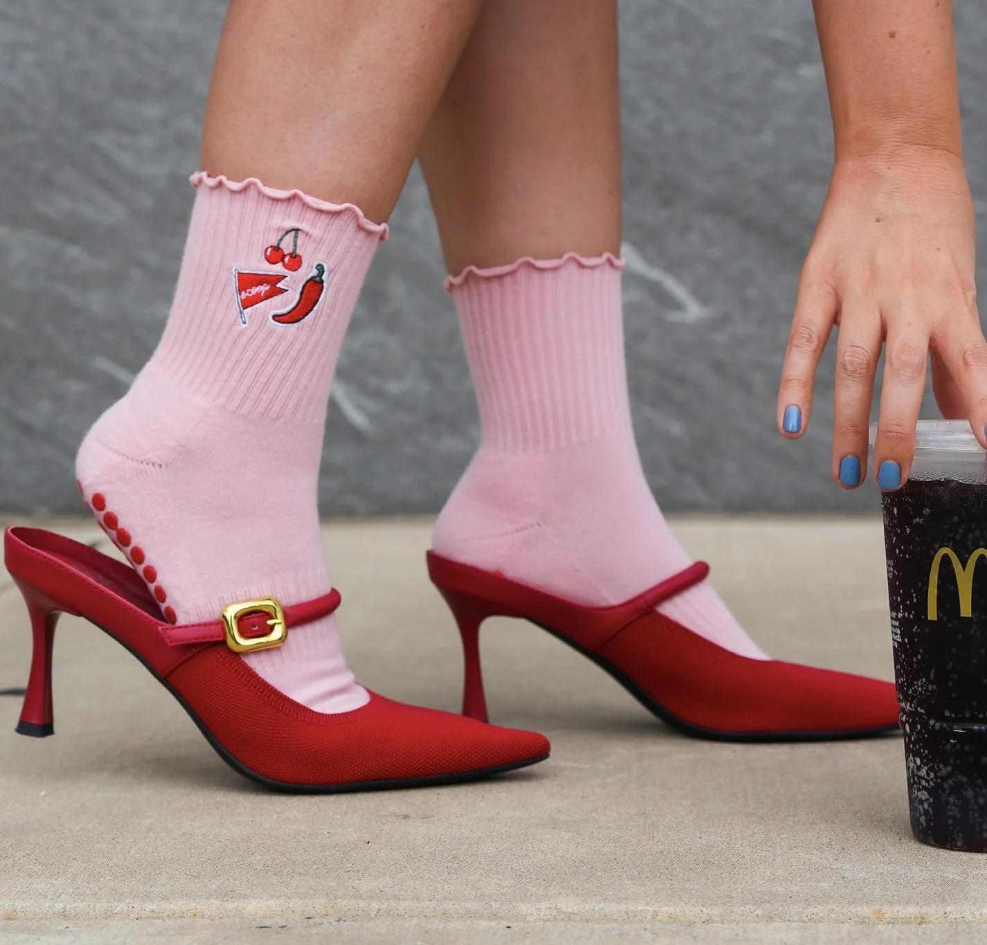 Red Hot Scoop Grip Socks