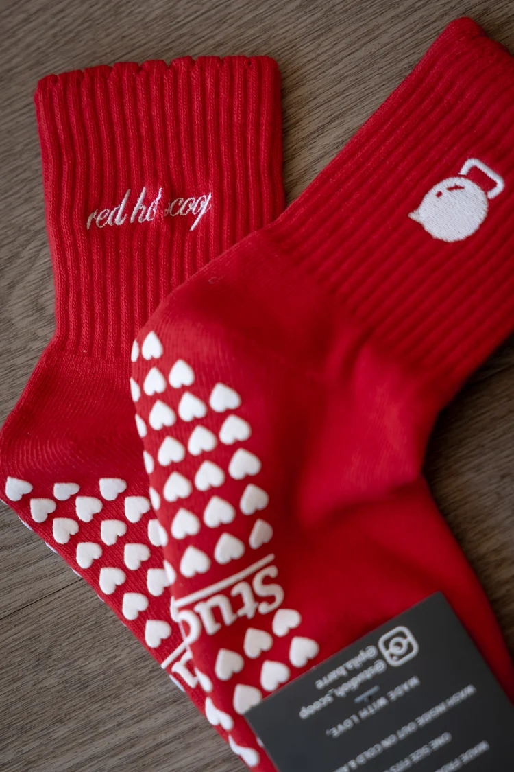 Red Hot Scoop Grip Socks