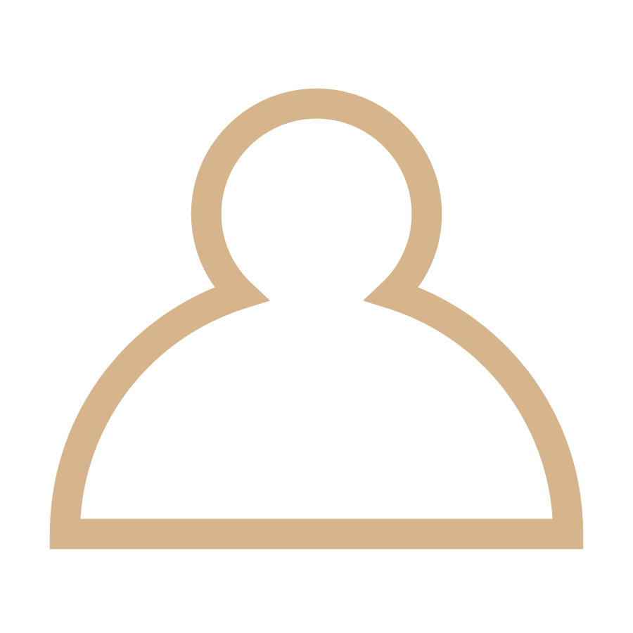 Placeholder silhouette of a person with a beige outline on a black background.