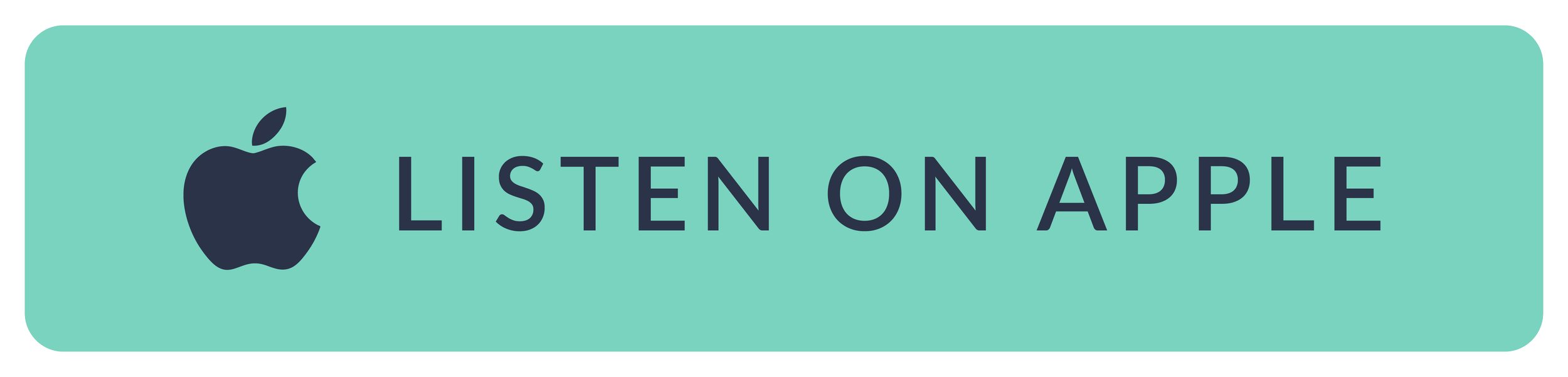 A light blue rectangular button with the Apple logo on the left and the text "Listen on Apple" on the right.