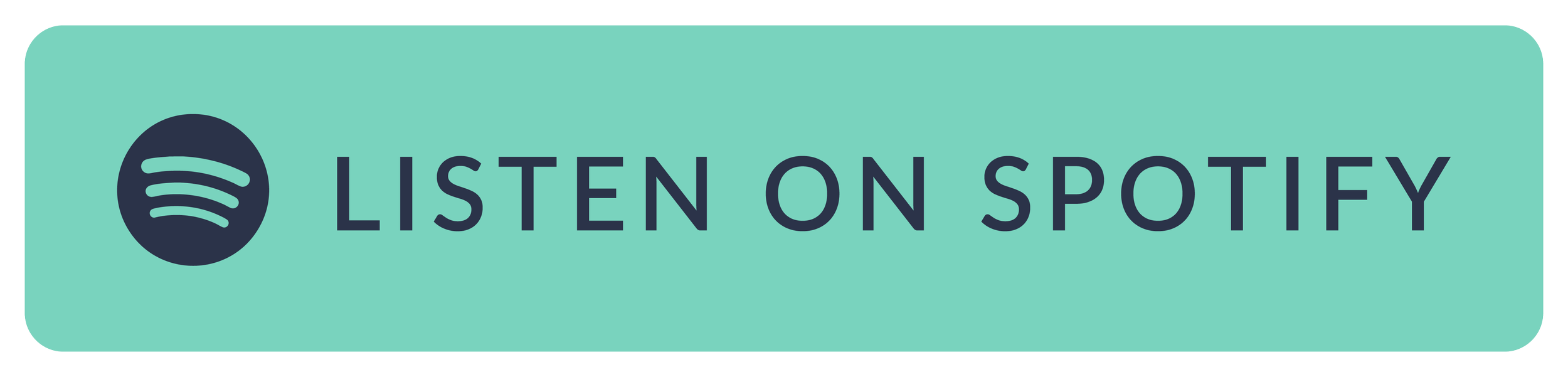 Button with Spotify logo and text 'Listen on Spotify' in teal background.