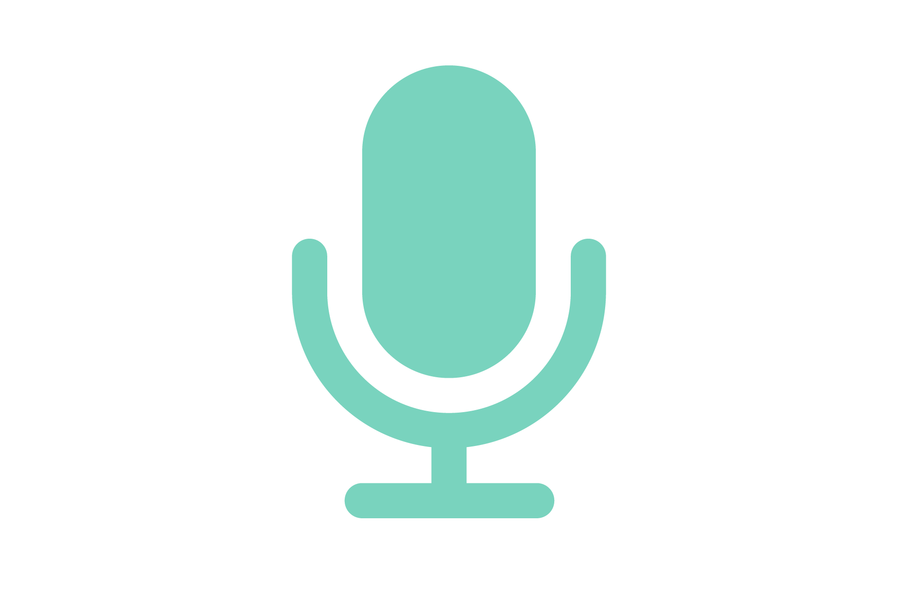 Audio recording icon with microphone symbol in teal color.