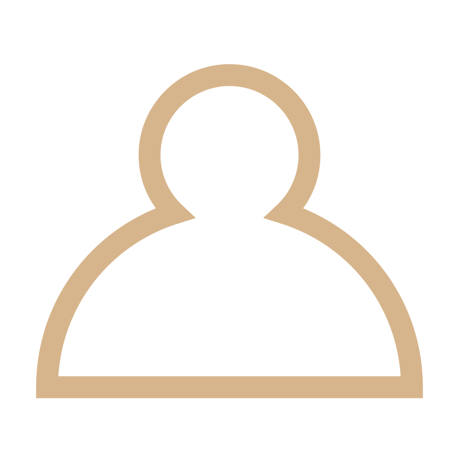 Placeholder image representing a user profile icon, outlined in beige with no details.