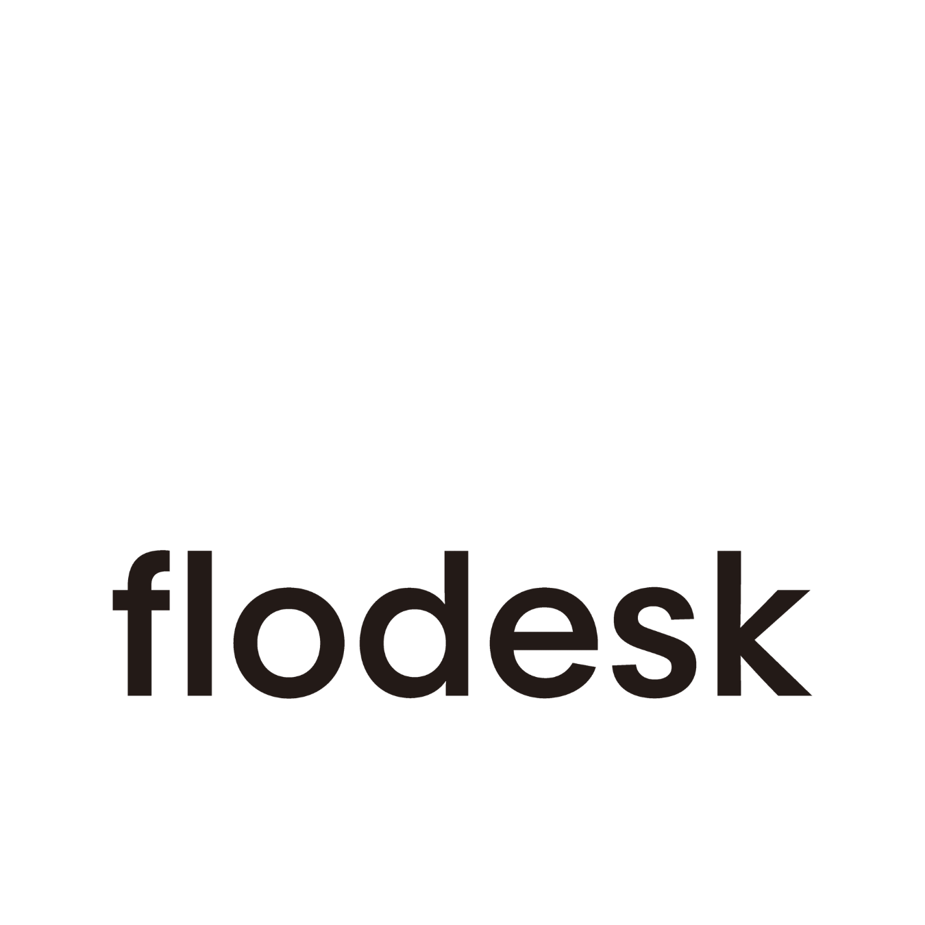 Logo of Flodesk, featuring a stylized black and white paper airplane with a dotted trail above the word 'flodesk' in lowercase, dark gray font.