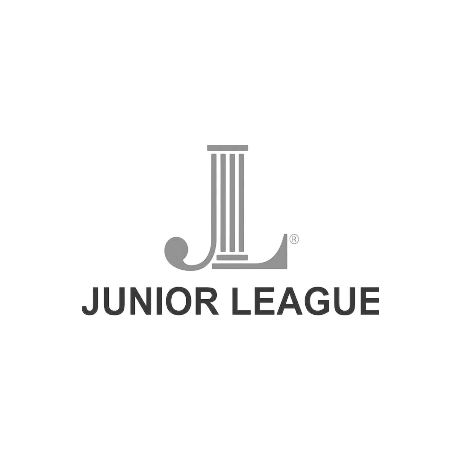 Logo of the Junior League featuring a stylized letter 'J' with a scroll work design and the text 'JUNIOR LEAGUE' below