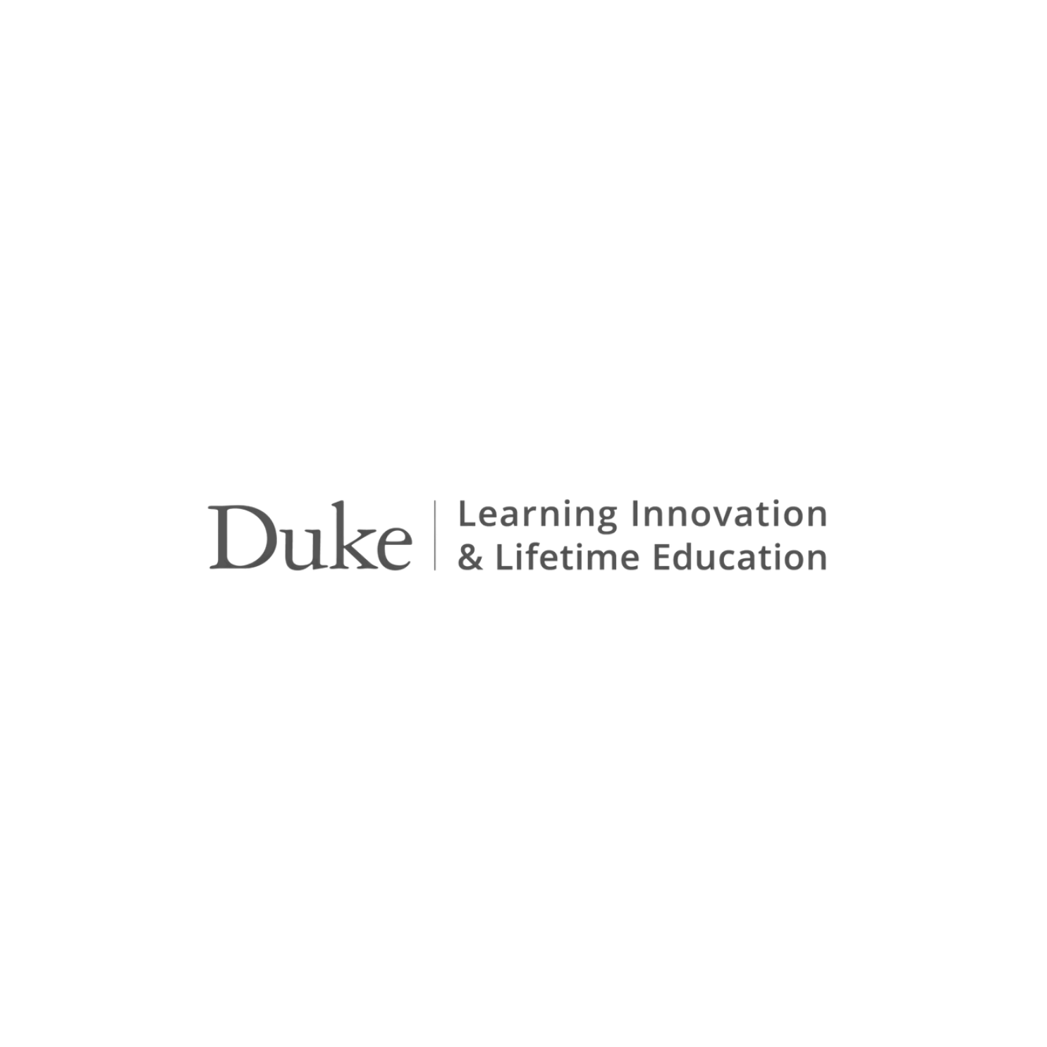 Duke University logo with the text "Learning Innovation & Lifetime Education" underneath.