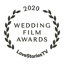 Logo for 2020 wedding film awards by LoveStoriesTV, featuring a laurel wreath design.