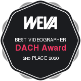 Award badge for WEVA Best Videographer DACH Award, 2nd place, 2020