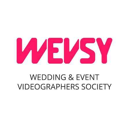 Logo for Weesy, Wedding & Event Videographers Society in pink text.