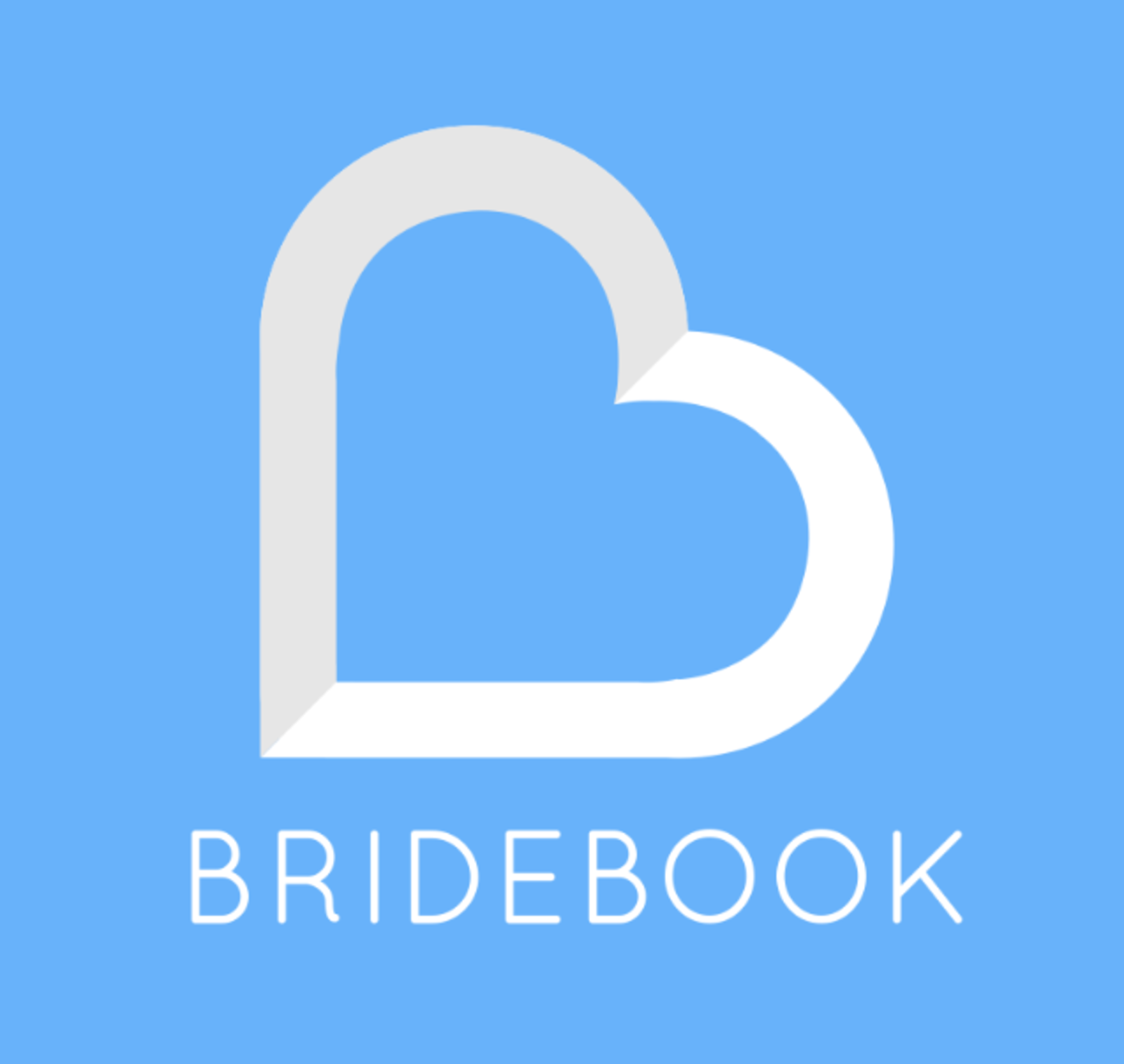BridgeBook logo with stylized white heart and bridge image on a blue background.