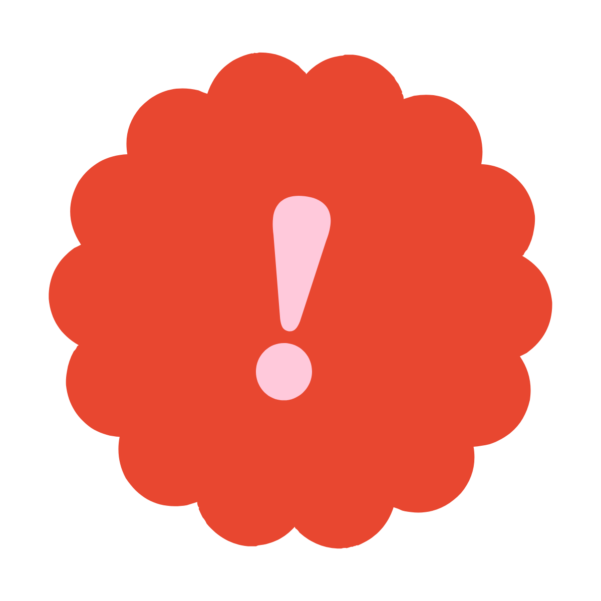 Red circular warning sign with pink exclamation mark in the center.