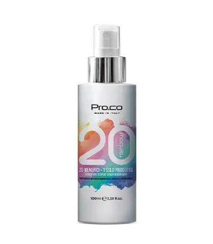 A white spray bottle of Pro.co product with colorful graphics and text, containing 100ml or 3.38 fl oz.