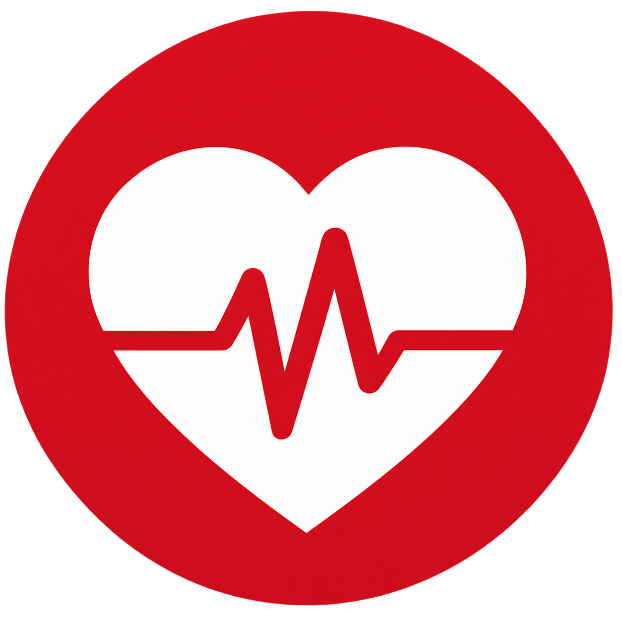 Heart with Electrocardiogram line inside, on red background, representing health or cardiology.