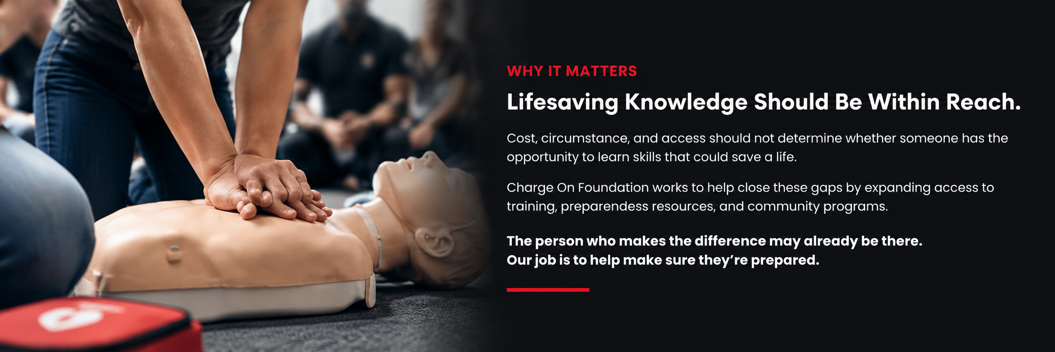 Participant practicing chest compressions during hands-on CPR training.