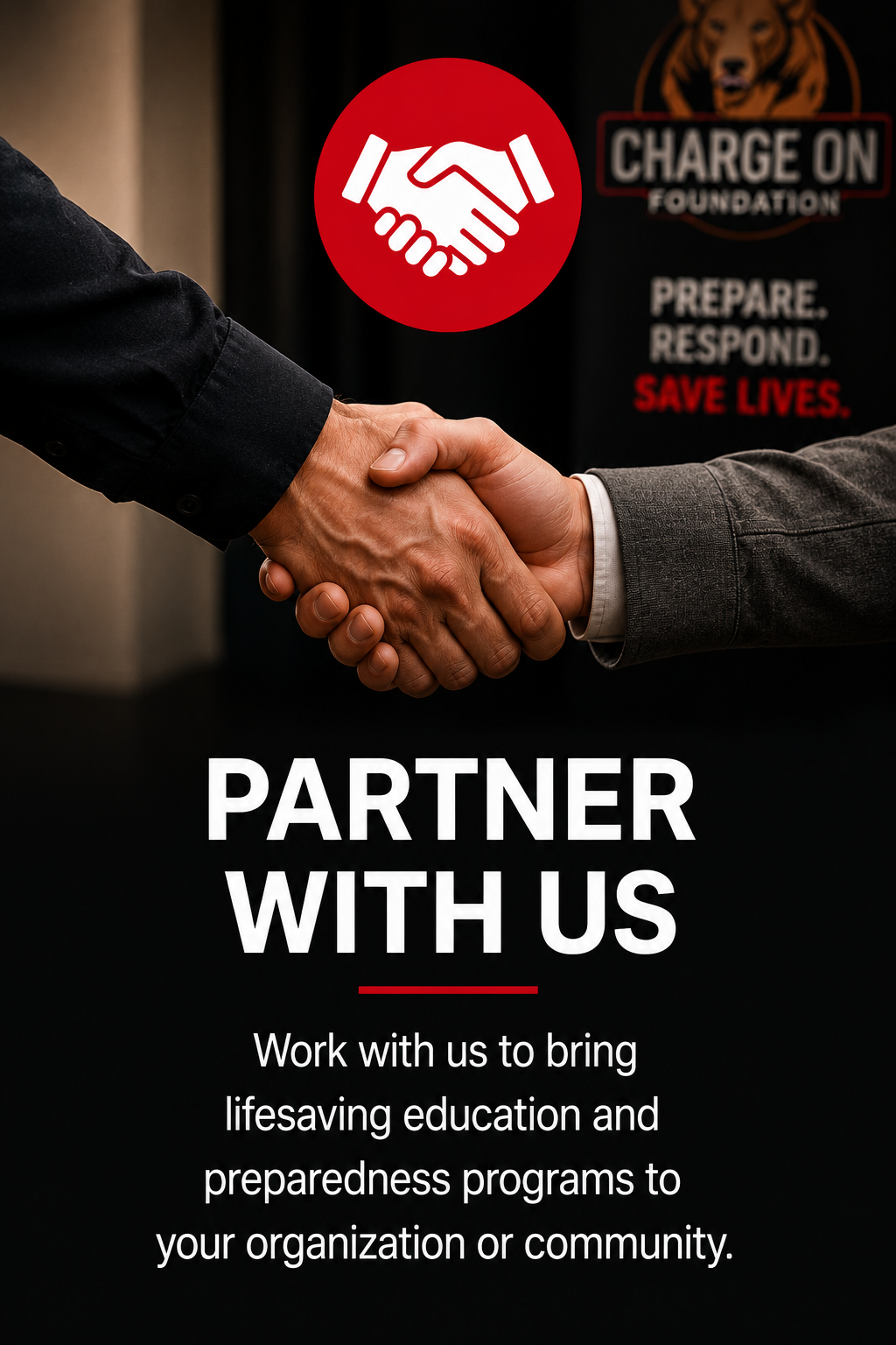 Partner with Charge On Foundation to bring lifesaving education and preparedness programs to more communities.