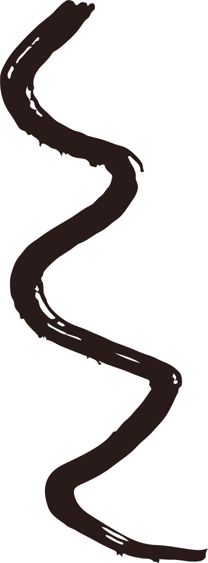A stylized, black, curvy line resembling a winding road or path.