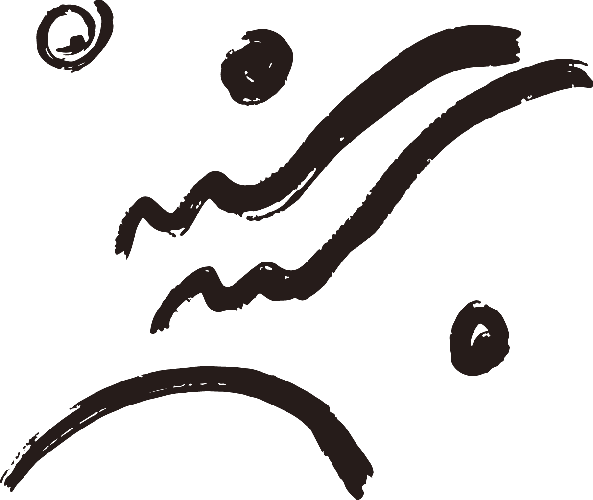 Line drawing of a person's face with a sad expression, including a downward curved mouth, closed eye, and furrowed brow.