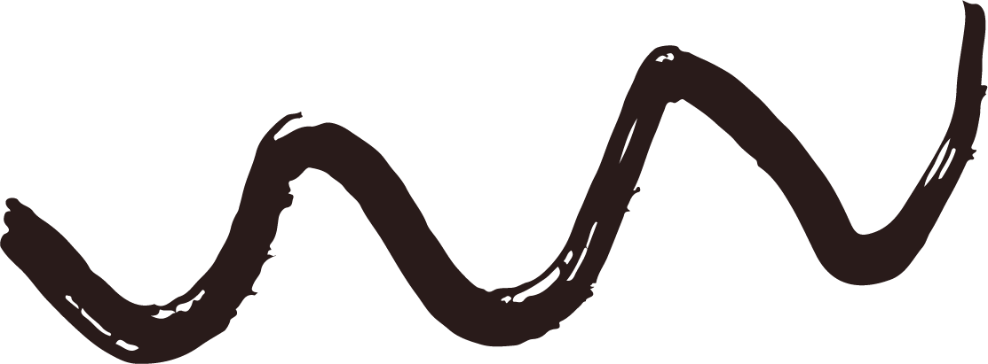 A black, wavy brush stroke on a white background.