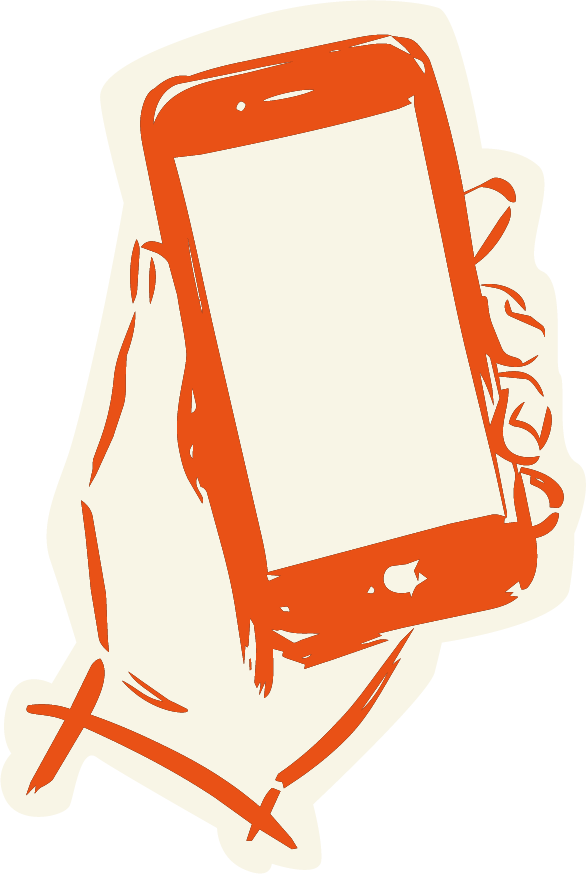 Illustratie van smartphone voor social media marketing en online zichtbaarheid van horecazaken door De Eetgency.