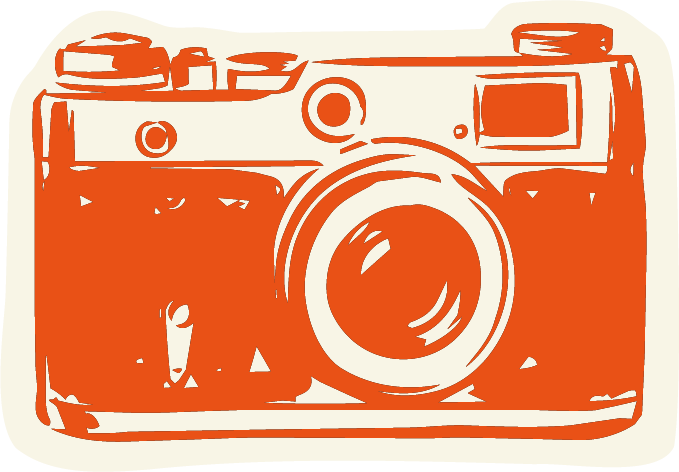 Illustratie van camera voor foodfotografie, horecafotografie en content creatie door De Eetgency en voor De Uitvreter.