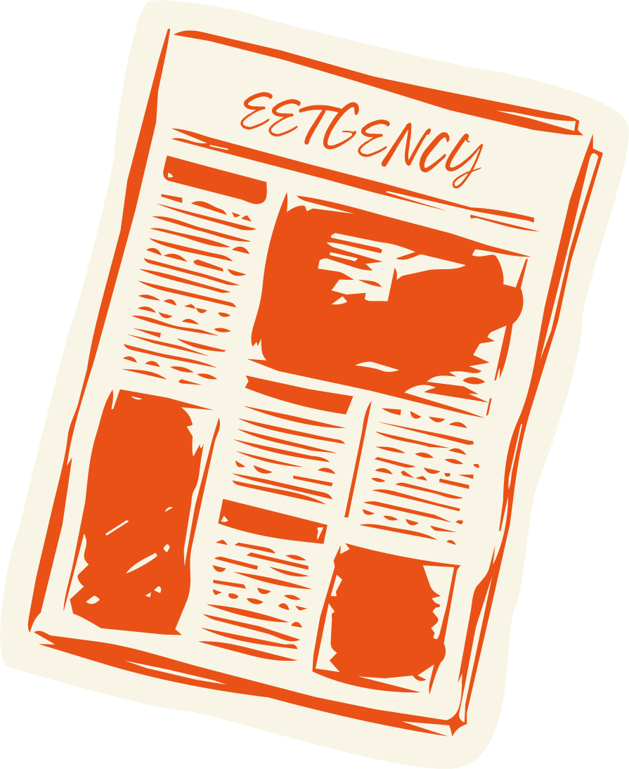 Illustratie van krant voor horeca PR, persbenadering en media outreach door De Eetgency.
