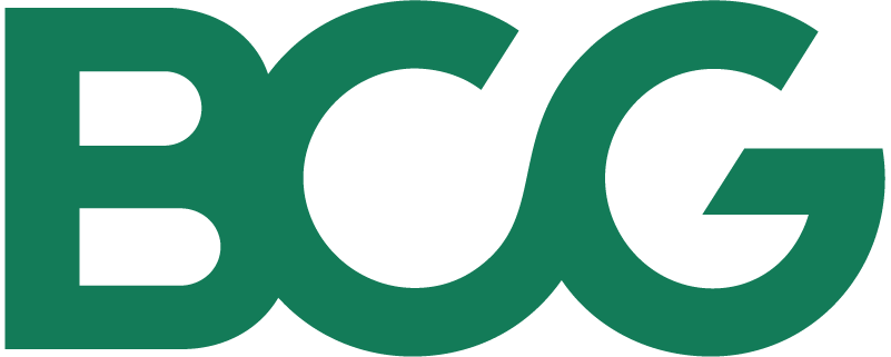 The image features the letters BCG in green, representing the Boston Consulting Group logo.