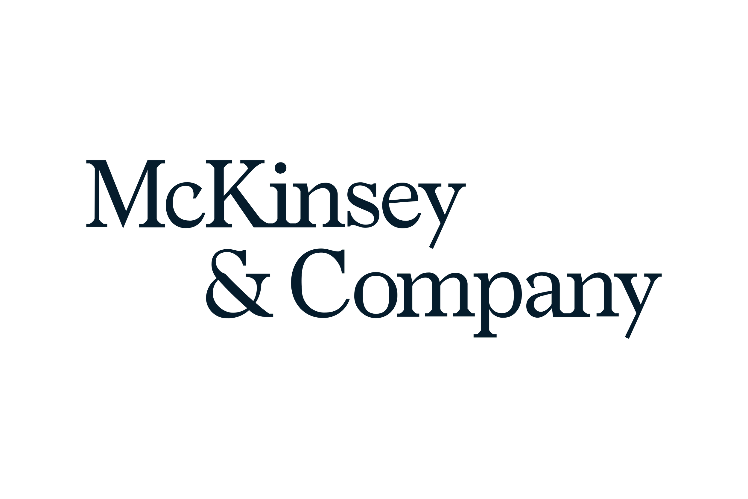 The logo of McKinsey & Company featuring the company name in dark blue text with a stylized globe icon on top.