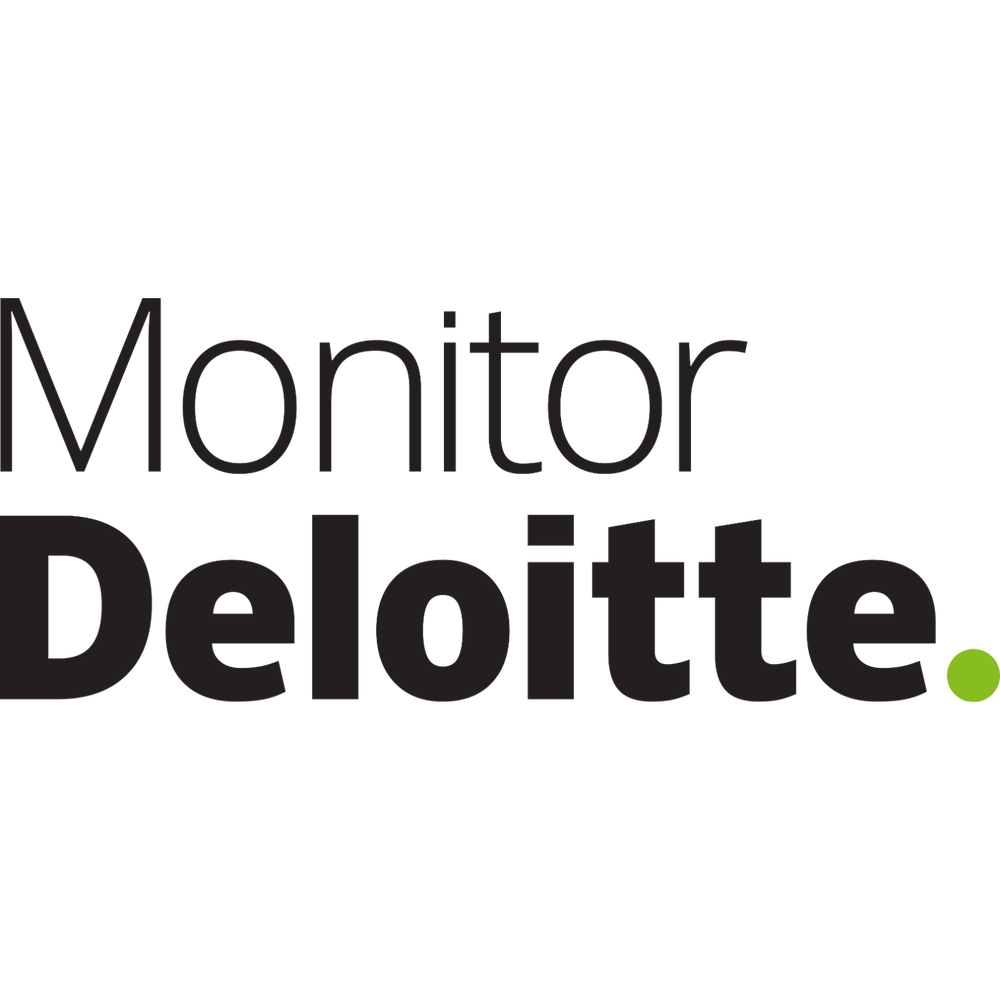 Deloitte logo with the words 'Monitor Deloitte' in large black and gray letters and a small green dot.