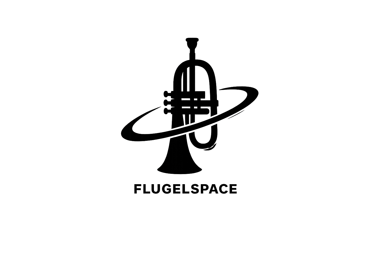 A black outline of a spaceship or rocket with a ring around it, centered above the words 'FILM THE SPACE' in capital letters.