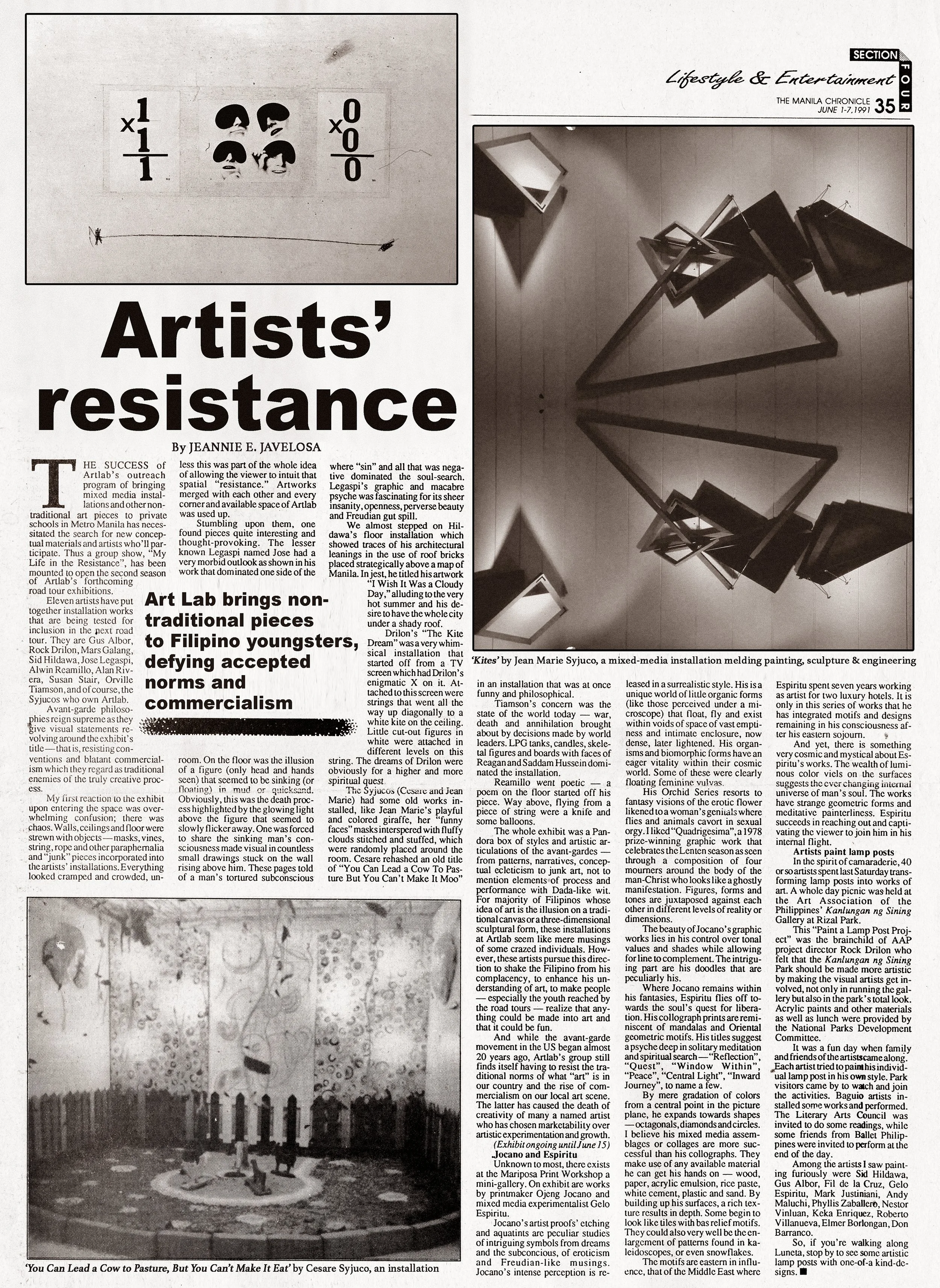 Cesare Syjuco and Jean Marie Syjuco - Artist's Resistance. Rebellion. Revolution. Written by Jeannie Javelosa. Art Lab: The Syjuco Museum. Library and Archives Collection.